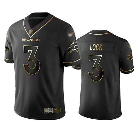 Broncos 3 Drew Lock Black Men Stitched Football Limited Golden Edition Jersey